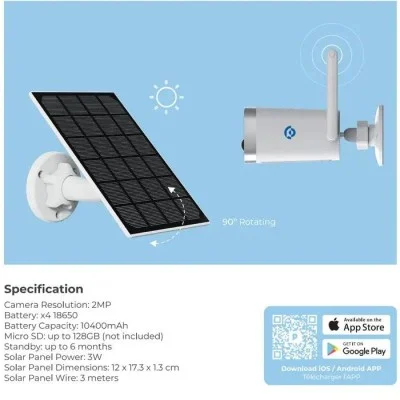 Powerology Wireless Outdoor Camera With Solar Panel
